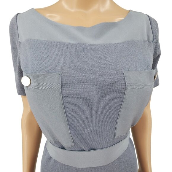 Lacoste Womens Blue Pocketed Knit Dress With Back Tie Size 32 - Picture 14 of 14